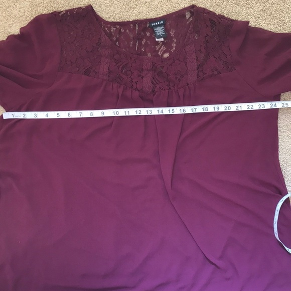 TORRID size 2X dark wine lace long sleeve top - Picture 8 of 9